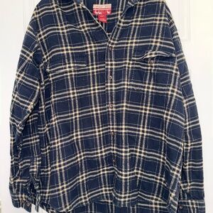 Caribou Creek Men’s Plaid Button-Down Shirt - Navy and Cream